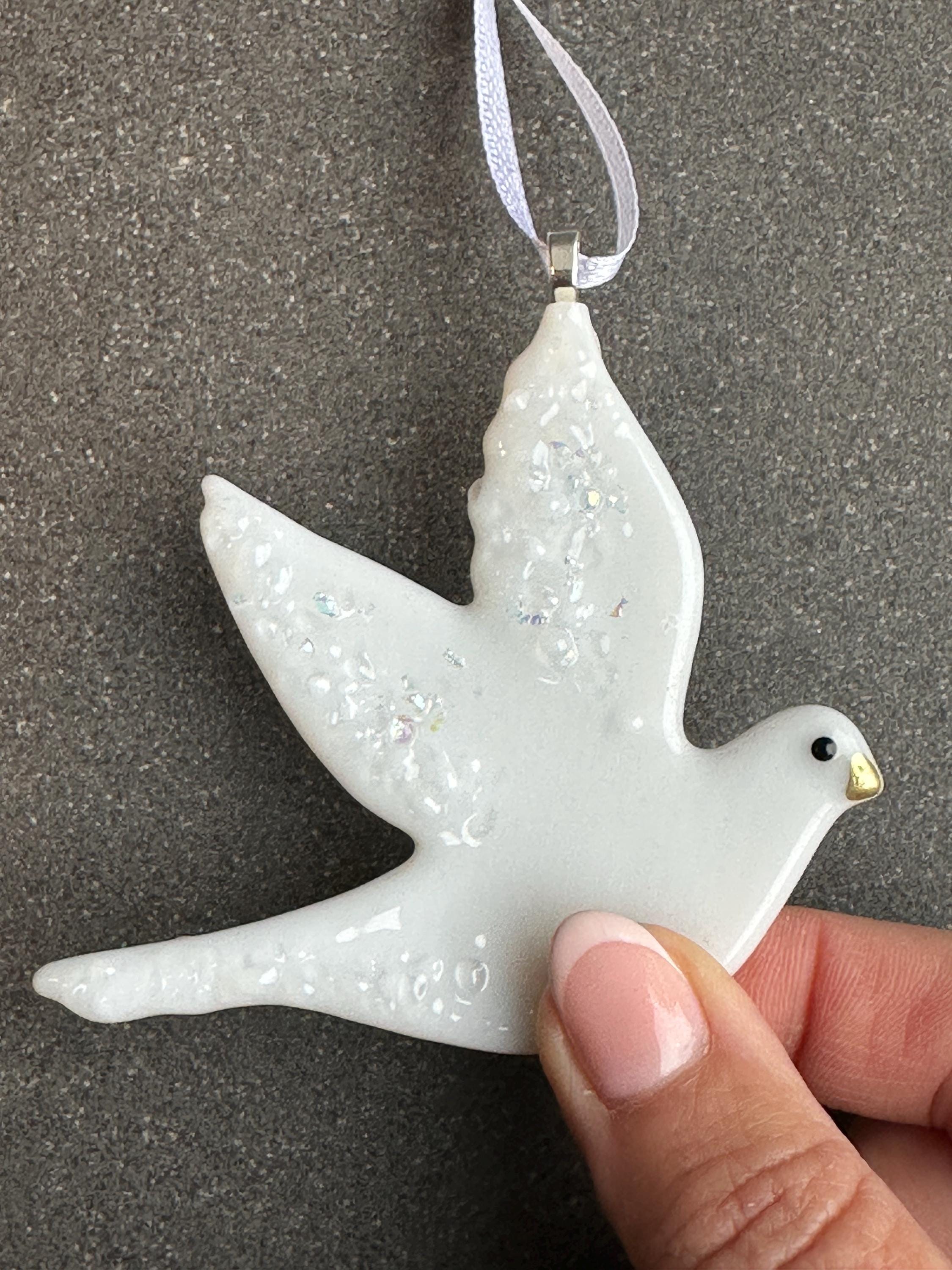 Handmade Fused Glass White Dove Christmas Tree Decoration. - Etsy