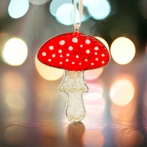 Fused glass mushroom Christmas decoration image 9
