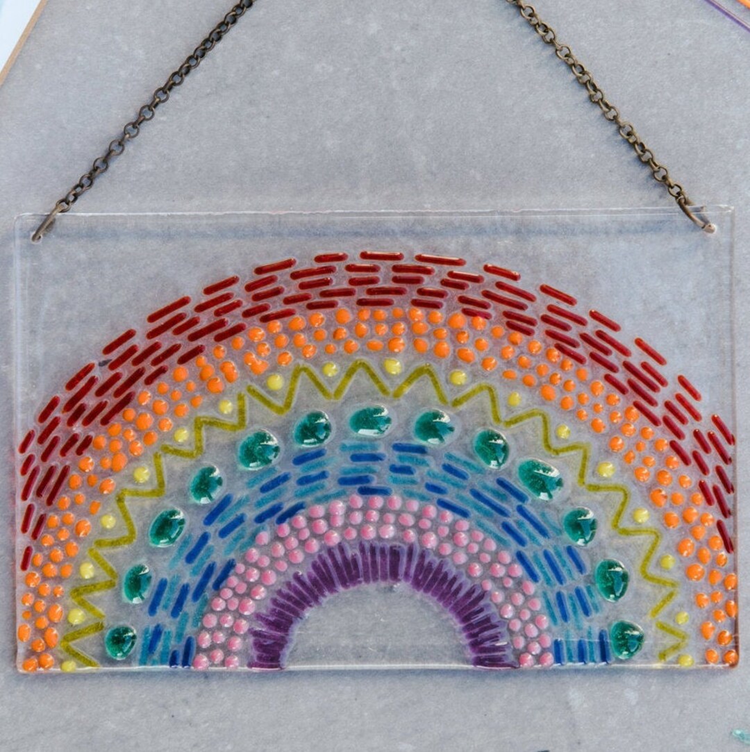 Fused Glass Kit, Rainbow Make at Home Fused Glass Sun Catcher Craft Kit, by Twice Fired, Etsy