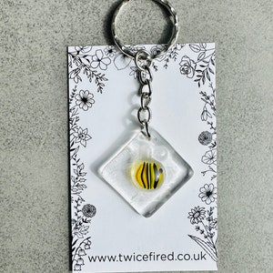 Fused glass bee keyring