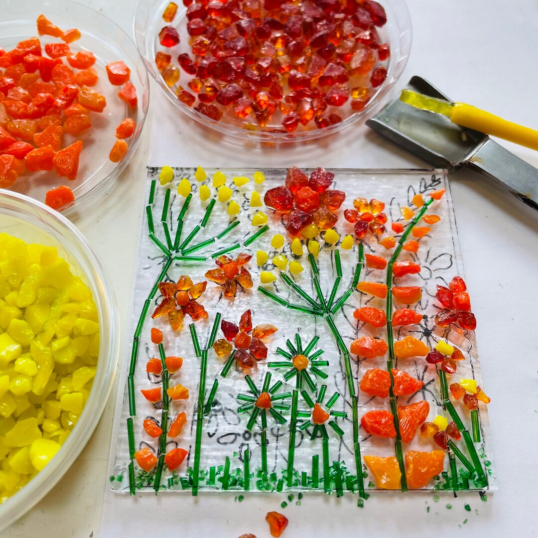 Fused Glass Kit, Craft Kit, Glass Coaster Kit, Make at Home Fused Glass