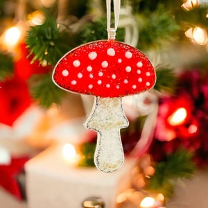 Fused glass mushroom Christmas decoration image 7