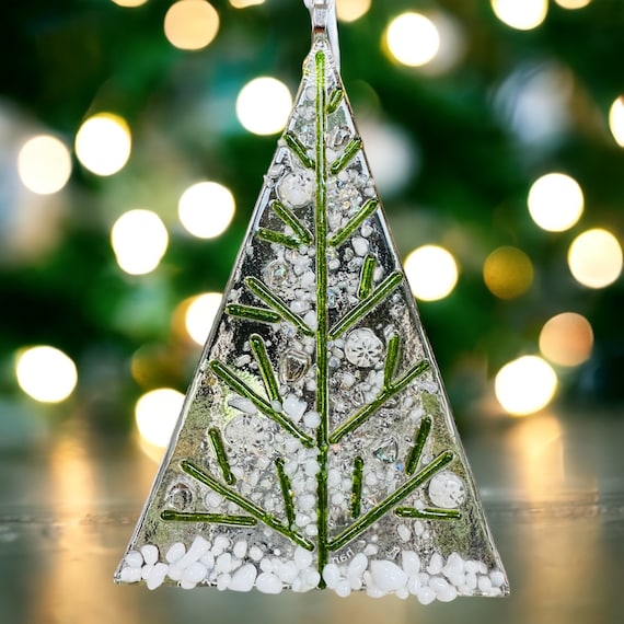 Sea Glass Christmas Tree Ornament, Sea Glass Christmas Ornament, Sea  Crystal Glass Decor Crafts, Glass Christmas Tree Hanging Crystals for  Decoration