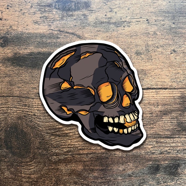 Skull Sticker - Grinning Toothy Skull Decal - Vinyl Laptop Decal ~ Gothic Stationery ~ Skateboard Helmet ~ Stickers ~ Goth - Metal - Rock