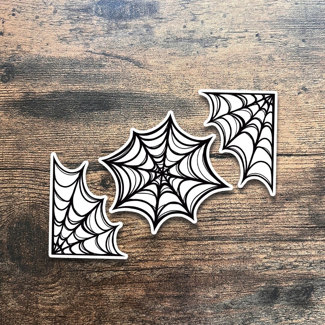 Spiders Web Sticker Set - 3 Cobweb Stickers - Vinyl Decals - Gothic ...