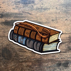 Magische Bücher Aufkleber ~ Grimoire der Hexe ~ Die Cut Vinyl Aufkleber ~ Stapel Vintage Lederbücher ~ Schreibwaren ~ Scrapbooking ~ Halloween