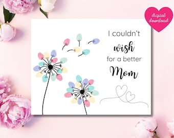 Mother's Day Handprint Art Craft Printable - Mothers Day Fingerprint Craft for Kids - Happy Mother's Day Art - Mother's Day Printable Gift