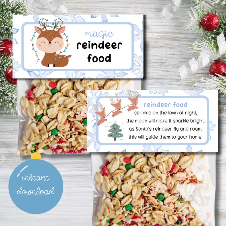 Reindeer Food Printable PDF Reindeer Food Printable Bag Topper Reindeer