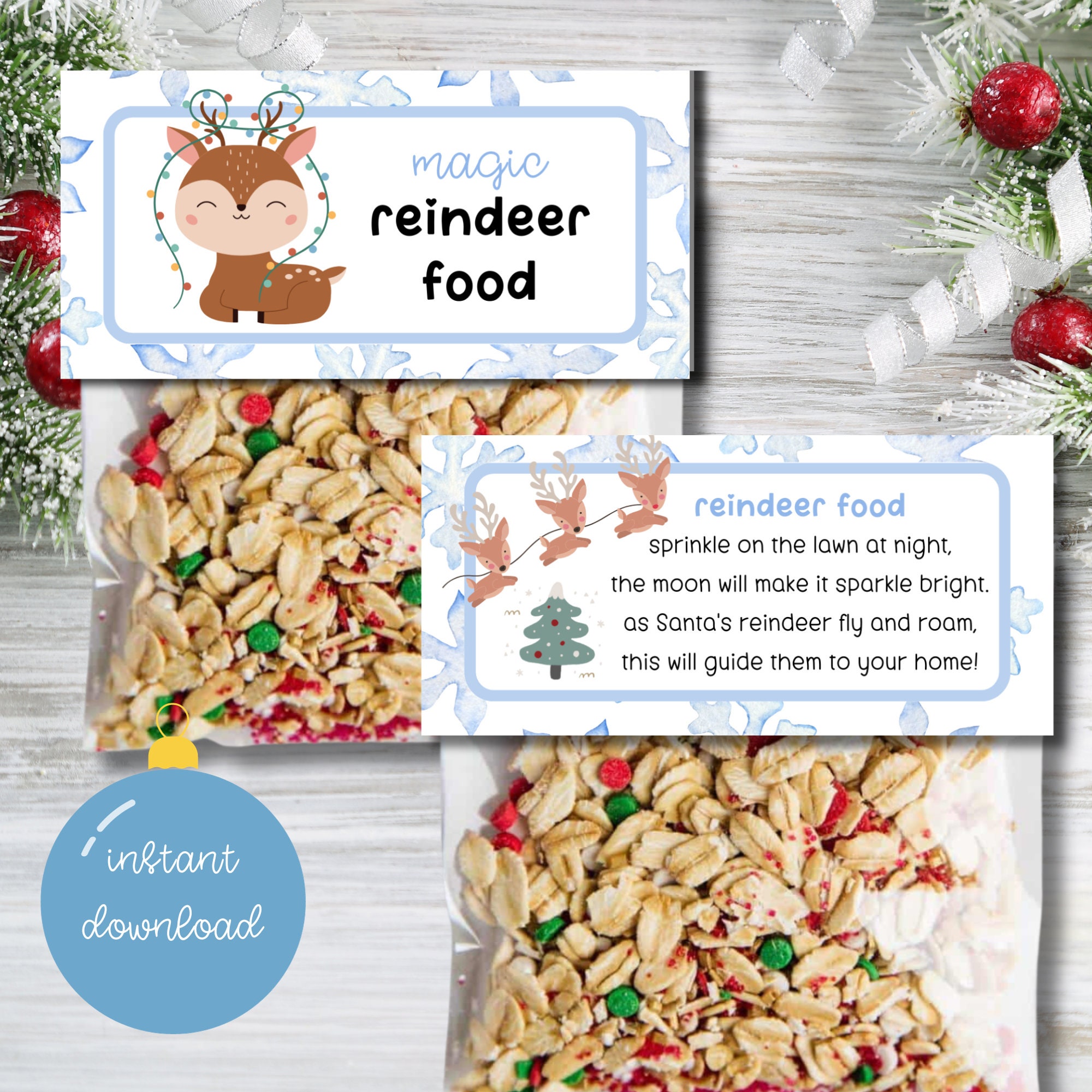 Reindeer Food Printable PDF Reindeer Food Printable Bag Topper Reindeer