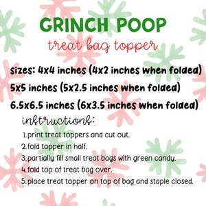 Grinch Poop Printable Treat Bag Topper Christmas Candy Bag Topper ...