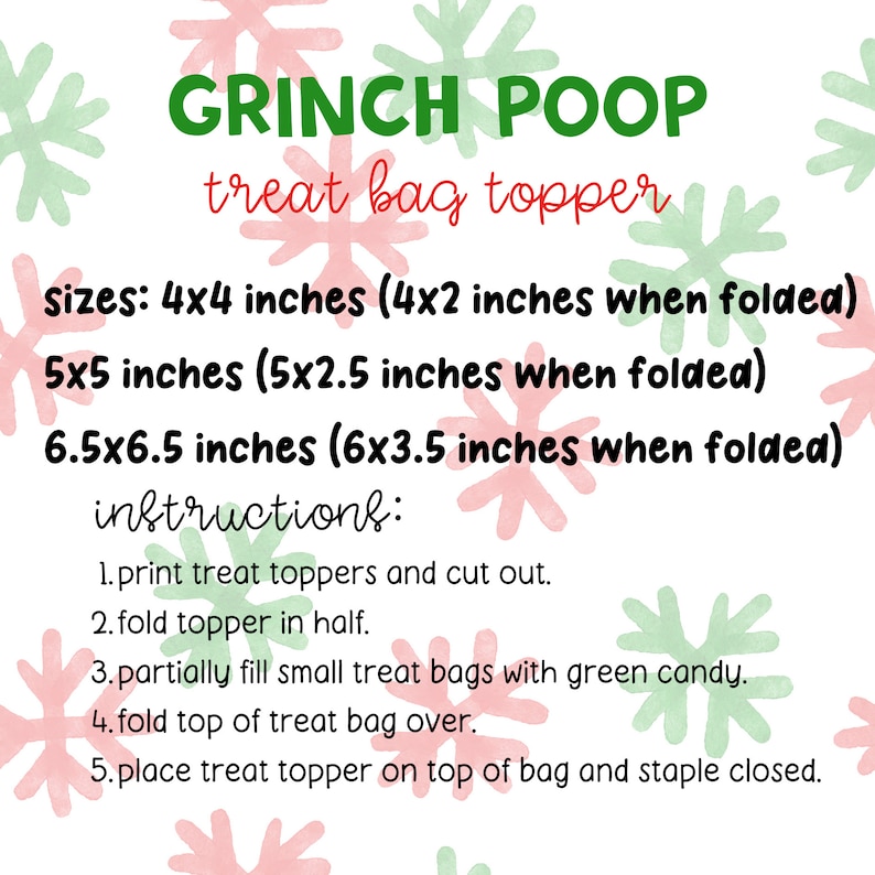 GrinchPrintable Treat Bag Topper Christmas Candy Bag Topper
