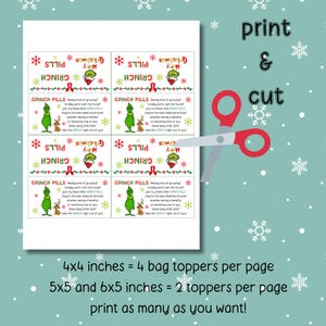 Grinch Pills Printable Treat Bag Topper - Christmas Candy Bag Topper ...