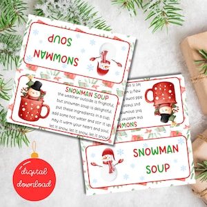 Snowman Soup Printable Bag Topper - Christmas Treat Bag Topper - Snowman Soup Poem -Snowman Soup Tags - Snowman Soup Label -3 Sizes Included