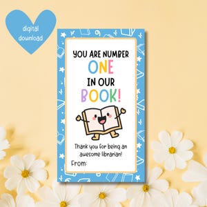 Etiqueta de regalo imprimible para el Día de agradecimiento al bibliotecario - Etiqueta de agradecimiento al bibliotecario escolar - Etiqueta de regalo para el Día de agradecimiento al bibliotecario para la escuela