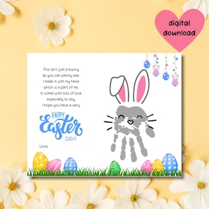 Easter Bunny Handprint Craft for Toddlers Printable - Spring Handprint Craft - Happy Easter Handprint Art - Easter Bunny Printable
