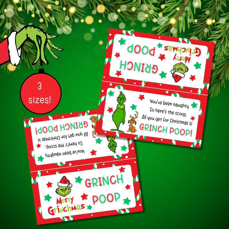 Grinch Poop Printable Treat Bag Topper Christmas Candy Bag - Etsy Canada
