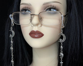 Astra: Celestial Moon & Star Glasses Chain, Alt Eyewear Accessory