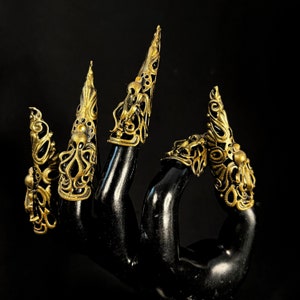 Cthulhu Nail Rings: Gothic Krallen, Goth Ring, alternatives Zubehör, Vampir Schmuck, Pirat, Nautik, Oktopus, Tintenfisch,Cosplay, Bösewicht