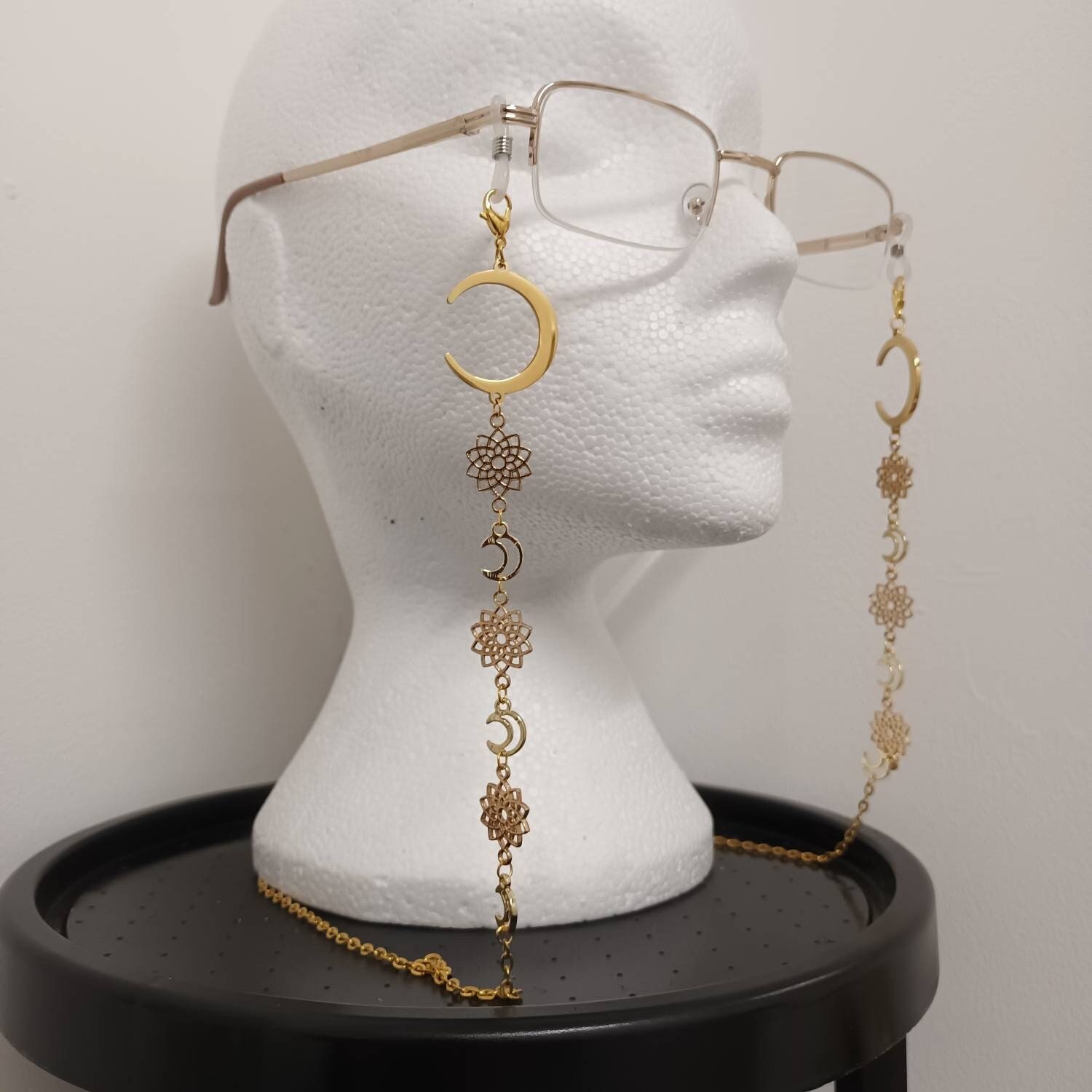 Gothic Glasses Chain Skulls Glasses Chain Black Beaded Glasses Chain Goth  Spectacles Chain Eyeglasses