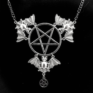 Bat Out Of Hell necklace: bats jewellery, goth accessories, gothic accessory, alt gift, witch, pentagram, hex, alternative, statement, vamp