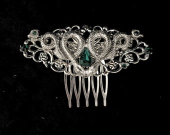 Slither Snake Hair Comb: Gothic Rhinestone Filigree Hair Accessory