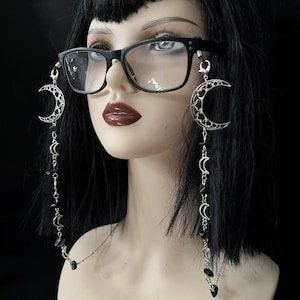 Galactic glasses chain: moon accessory,  crystal accessories, alt eyewear, alternative eye decoration, stocking filler,christmas gift,witch
