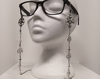 Lilith glasses chain: gothic eyewear,goth accessories, alt accessory,  alternative gift, cosplay, satanic, devil, hell, Halloween, couture