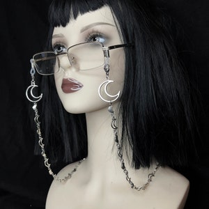 Chaîne à lunettes en croissant de lune : accessoire pour lunettes gothique sorcière