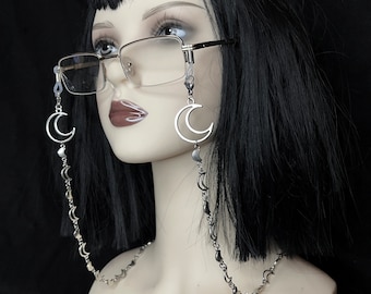 Crescent Moon Glasses Chain: Gothic Witchy Eyewear Accessory