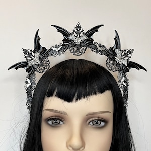 Bela halo: gothic headwear, goth crown, alt headpiece  alternative bride, bat bridal, fantasy wedding, halloween, headband, batwing, vamp