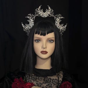 Ayla Moon Halo: Golden Branch Crown, Pagan Handfasting Headwear