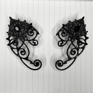 Dark elf earcuffs: fantasy black cuffs, cosplay accessories,  alt accessory,  alternative earring, gothic jewellery, fairy ears, elven, goth