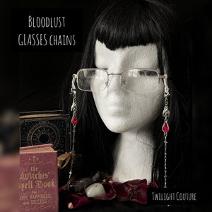 Bloodlust glasses chain: goth accessory, gothic accessories, alt eyewear, alternative eye decoration, Halloween, coffin, vampire, gift