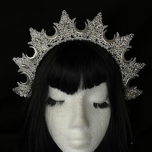 Celina Headwear: Moon headband, bridal crown, goth tiara, alt headpiece, gothic accessory, witch, pagan, celestial, stars, space,wedding