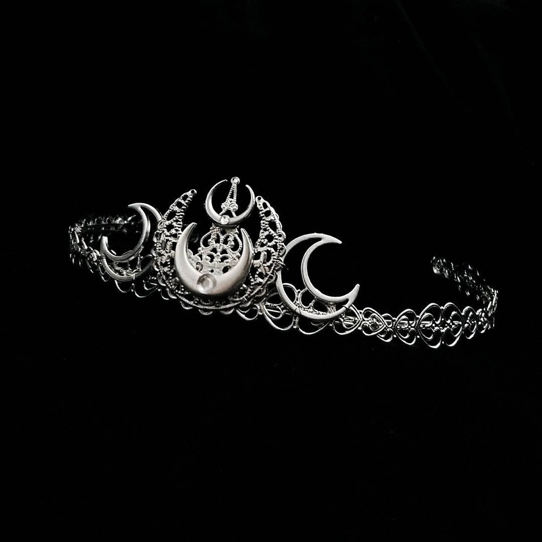 Selene Tiara Moon Goddess Headwear, Gothic Crown, Witch Headpiece, Alt