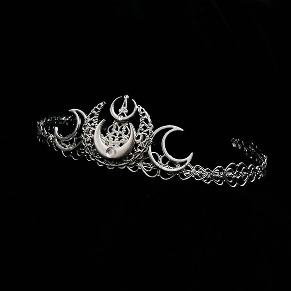 Selene Tiara: moon goddess headwear, gothic crown, witch headpiece, alt accessory, alternative, accessories, witchy, pagan, luna, bridal