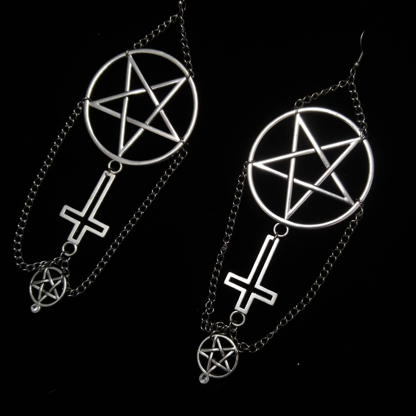 Satanic Goth Earrings Gothic Jewellery Alt Accessory