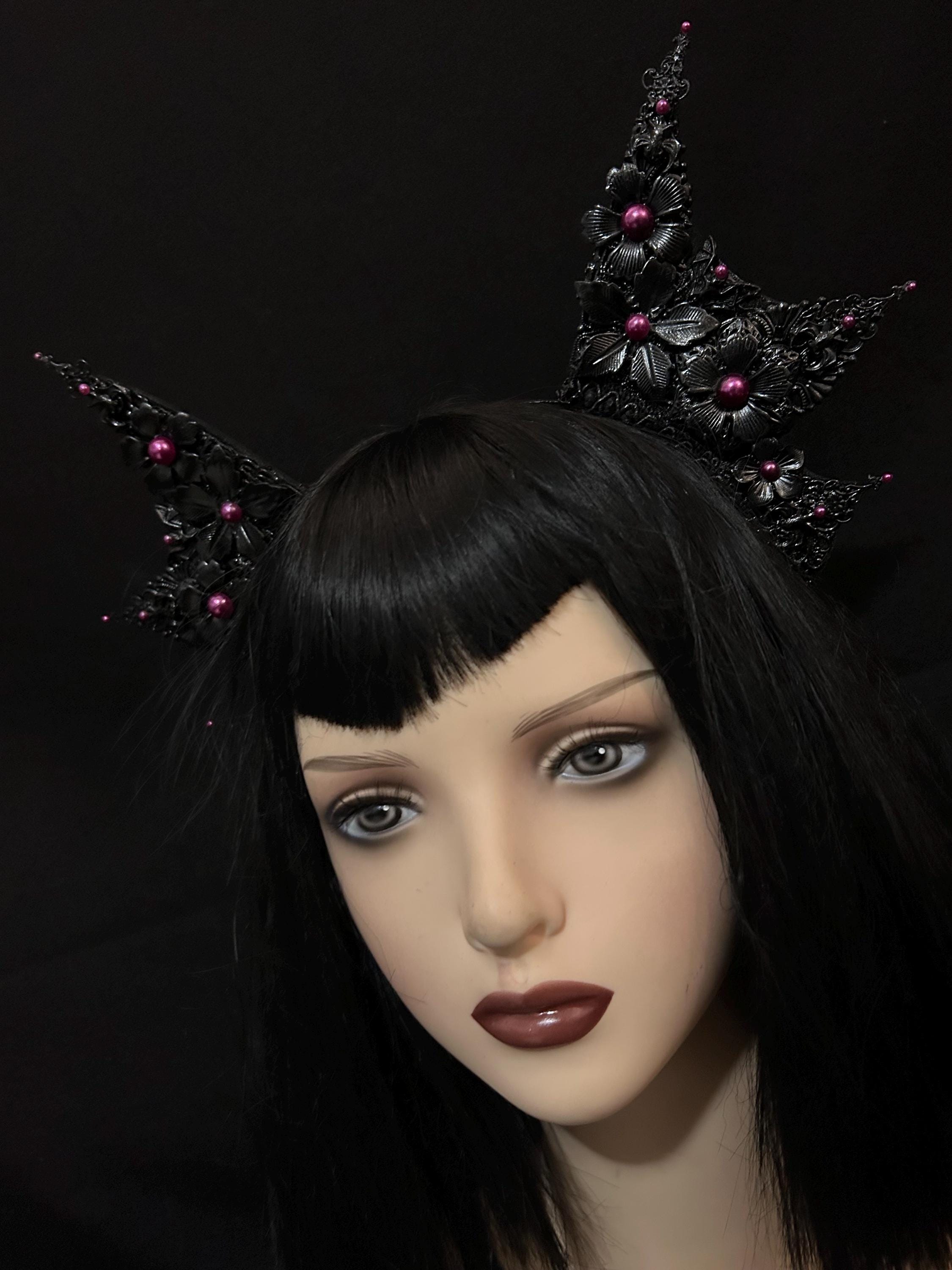 Echo Crown | Gothic Bat Wing Crown | Pearl & Rhinestone Headpiece ...