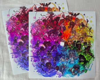 Girlboss Color Wheel Art Print Featuring 48 characters