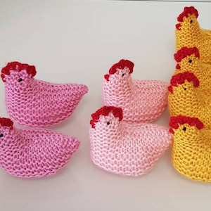 Custom made chickens. Handmade chicken. Knitted chickens.