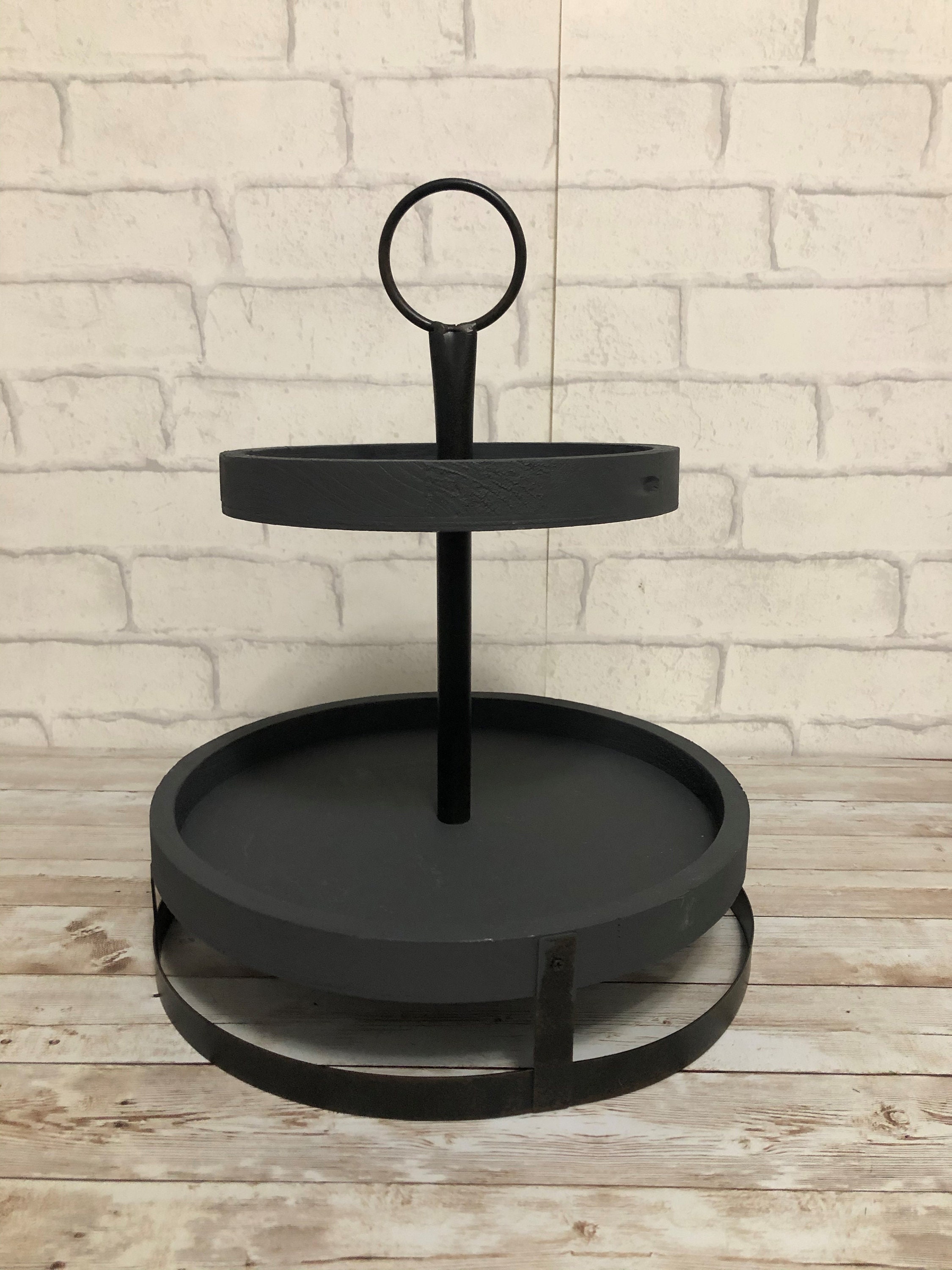 Grey Tiered Tray Kitchen Decor Two Tier Tray Tiered Tray Etsy