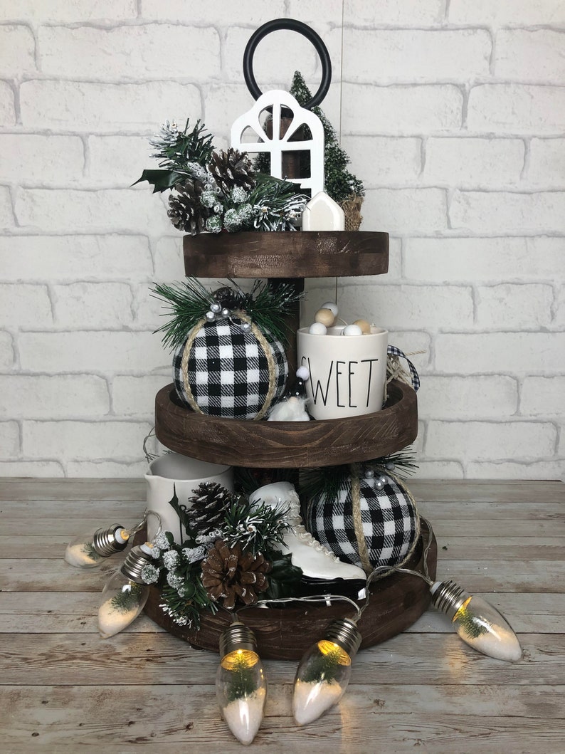 Three Tiered Tray Display Tray Kitchen Display Tray Etsy