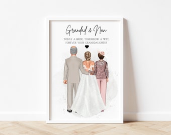 Personalised Grandparents Of The Bride Print, Grandparents Of The Bride Gift, Wedding Gift For Grandparents, Wedding Gift For Nan