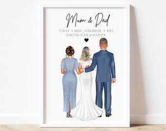 Personalised Parents Of The Bride Print, Parents Of The Bride Gift, Mother Of The Bride Print, Father Of The Bride Gift, Parents Of Groom