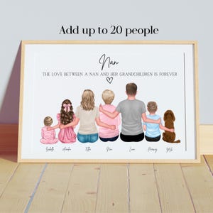 Nan Print, Personalised Gift For Nanny, Nan And Grandchildren Print, Gift For Nan, Gift For Grandma, Mothers Day Gift For Nan, Nanny Print