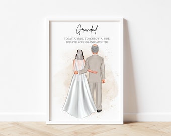 Personalised Grandad Of The Bride Print, Grandad Of The Bride Gift, Wedding Gift For Grandad, Wedding Gift For Grandparents, Grandad Print
