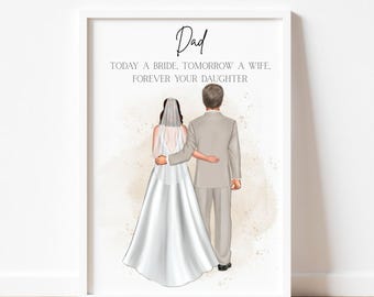 Personalised Dad Of The Bride Print, Dad Of The Bride Gift, Wedding Gift For Dad, Wedding Gift For Parents, Dad Print