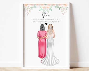 Personalised Nan Of The Bride Print, Grandma Of The Bride Gift,Grandmother Of Bride Gift, Grandmother Of Bride Print, Nan Of The Bride Print