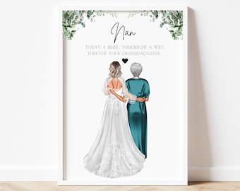 Personalised Nan Of The Bride Print, Grandma Of The Bride Gift,Grandmother Of Bride Gift, Grandmother Of Bride Print, Nan Of The Bride Print