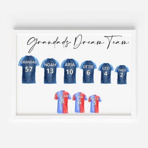 Personalised Football Shirt Print, Grandads Football Team Print,Father's Day Print,Father's Day Gift,Grandad Birthday Gift,Grandad Print image 3